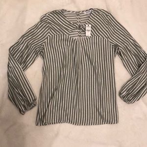 Sage and silver pinstripe blouse